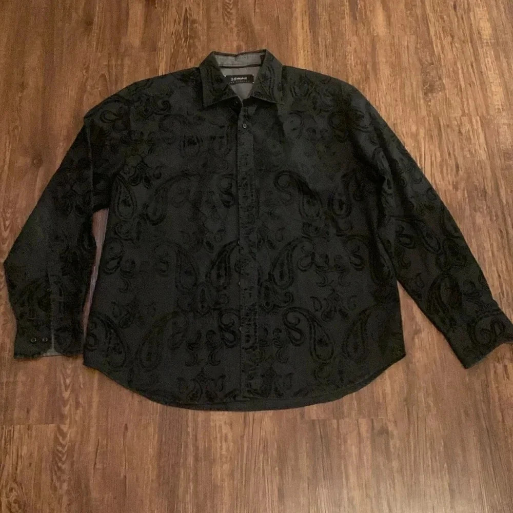 J. Campbell Los Angeles Men’s Paisley Black Button Down Shirt XL